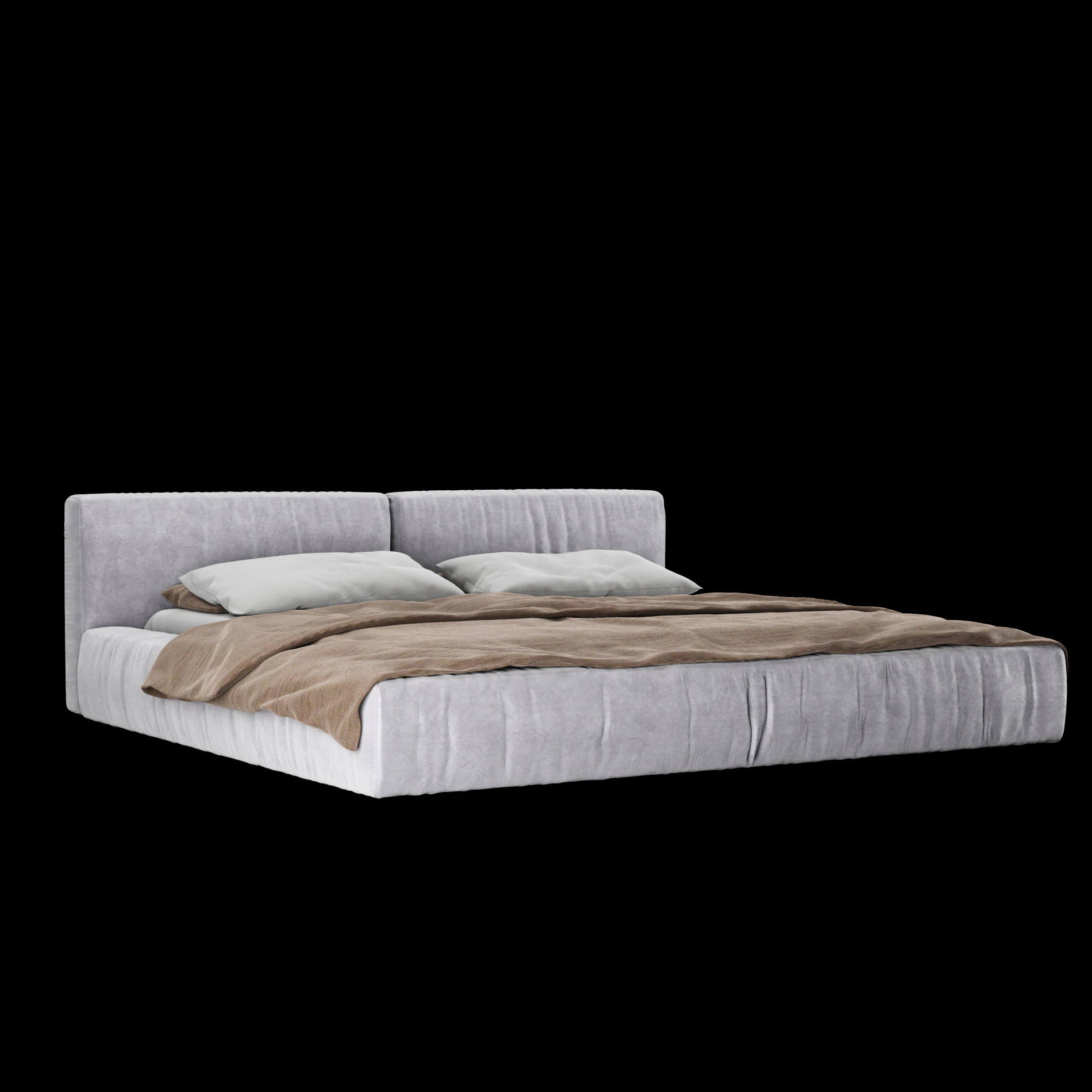 Bed with pillows and blanket 012 3D Model .c4d .max .obj .3ds .fbx .stl .blend