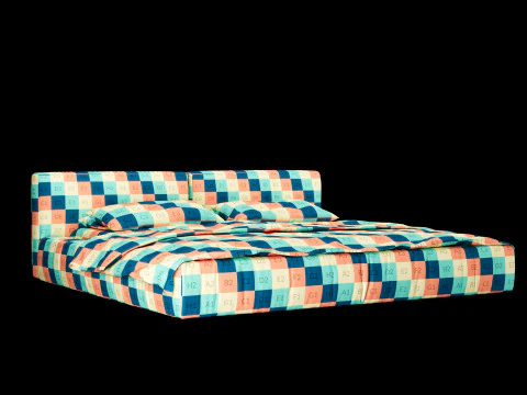 Bed with pillows and blanket 012 3D Model