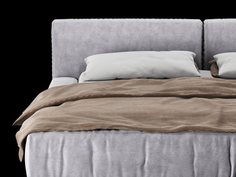 Ліжко з подушками та ковдрою 012 3D Модель