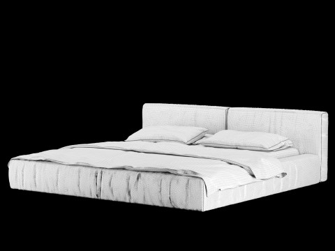 Ліжко з подушками та ковдрою 012 3D Модель