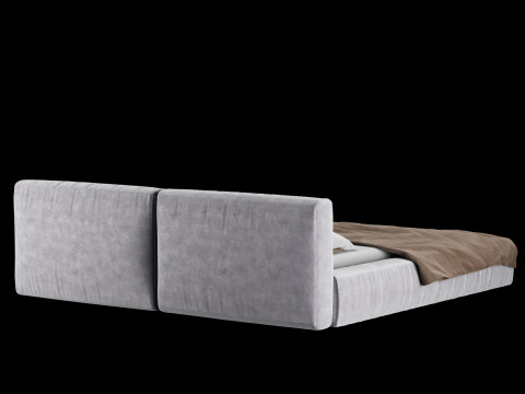 Ліжко з подушками та ковдрою 012 3D Модель