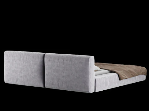 Bed with pillows and blanket 012 3D Model