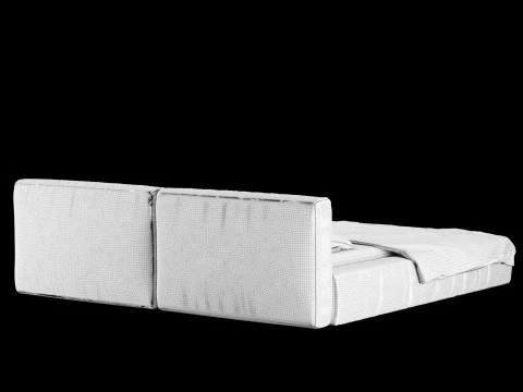 Bed with pillows and blanket 012 3D Model