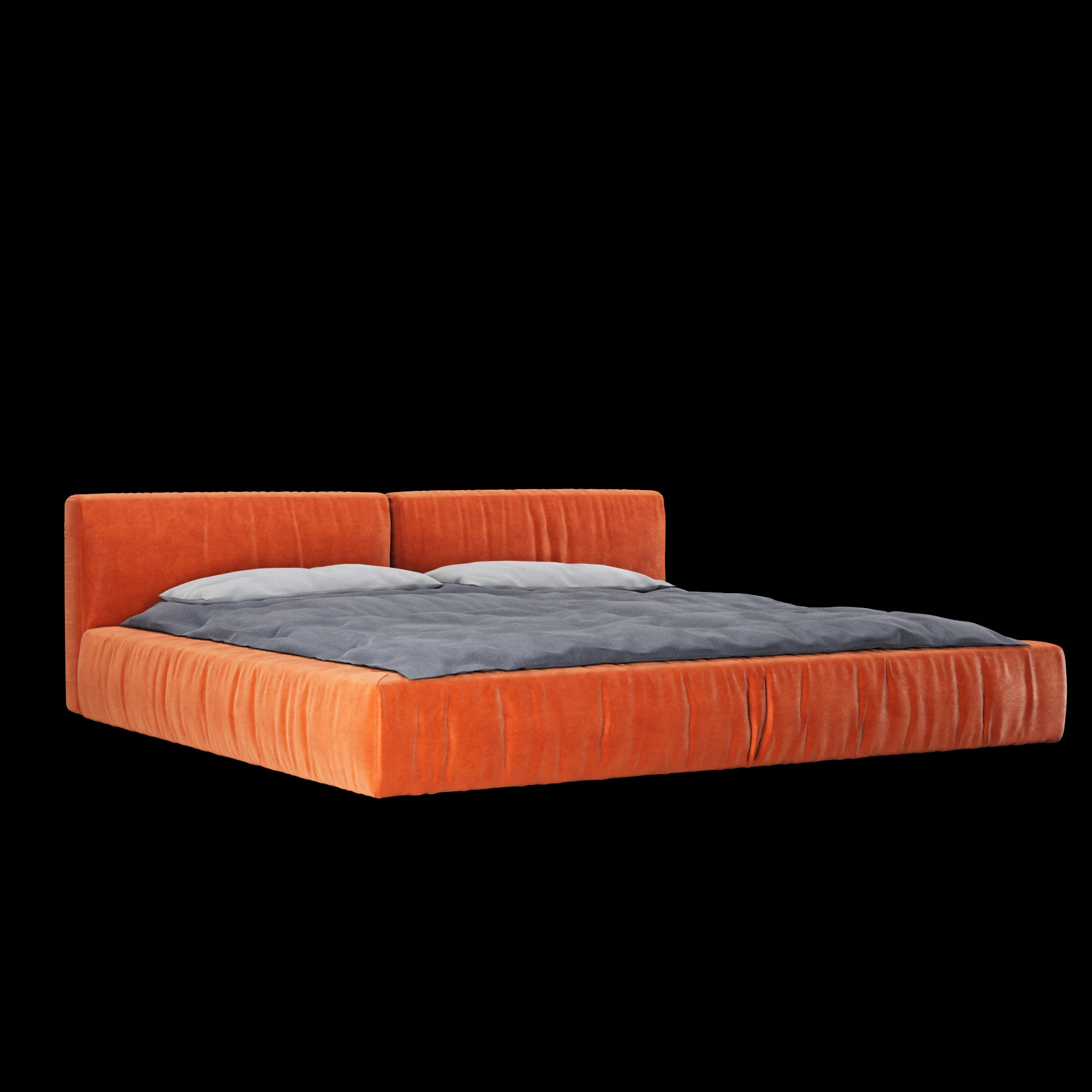 Bed with pillows and blanket 013 3D Model .c4d .max .obj .3ds .fbx .stl .blend 