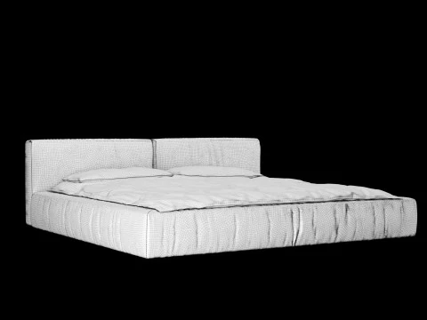 Bed with pillows and blanket 013 3D Model