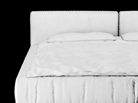 Łóżko z poduszkami i kocem 013 Model 3D