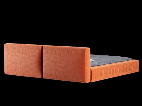 Bed with pillows and blanket 013 3D Model