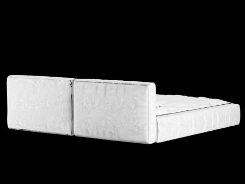 Łóżko z poduszkami i kocem 013 Model 3D