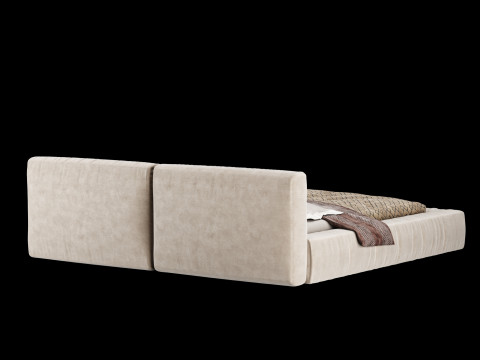 Łóżko z poduszkami i kocem 014 Model 3D