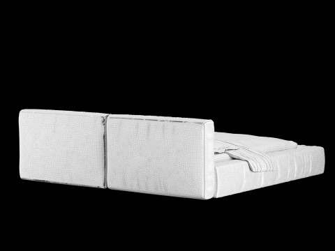 Łóżko z poduszkami i kocem 014 Model 3D