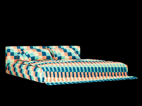 Bed with pillows and blanket 015 3D Model