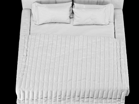 Bed with pillows and blanket 015 3D Model