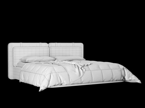 Bed with pillows and blanket 016 3D Model