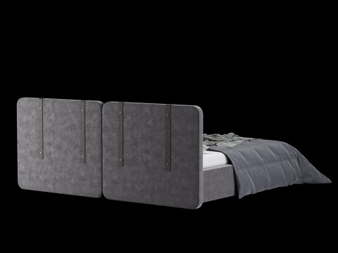 Bed with pillows and blanket 016 3D Model