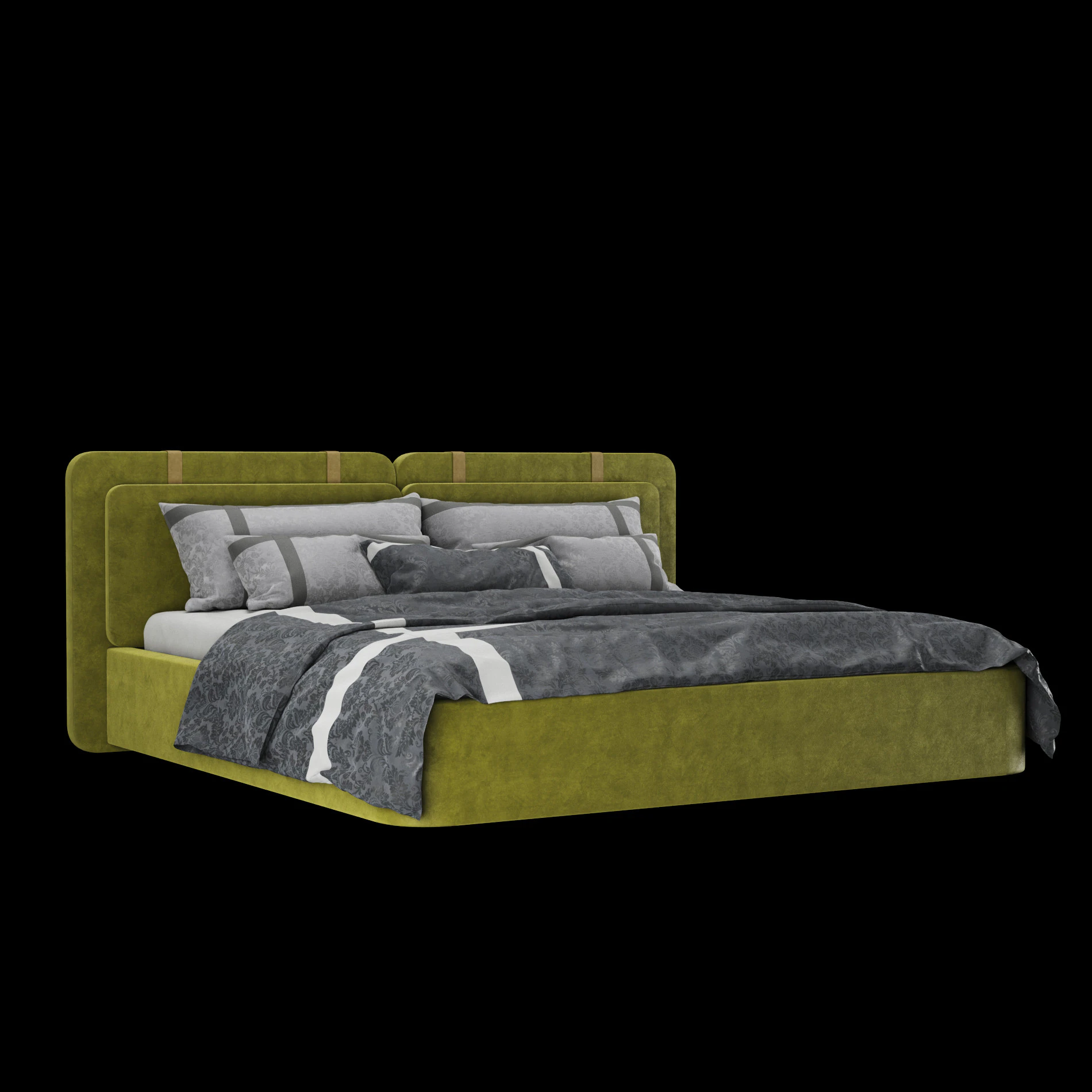 Bed with pillows and blanket 017 3D Model .c4d .max .obj .3ds .fbx .stl .blend 
