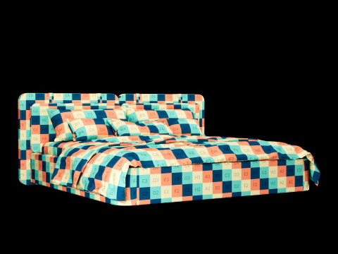 Bed with pillows and blanket 017 3D Model