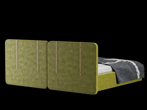 Bed with pillows and blanket 017 3D Model
