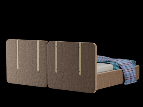 Łóżko z poduszkami i kocem 018 Model 3D