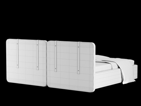 Łóżko z poduszkami i kocem 018 Model 3D