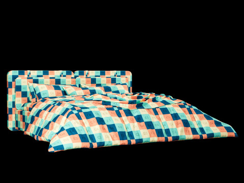 Bed with pillows and blanket 019 3D Model