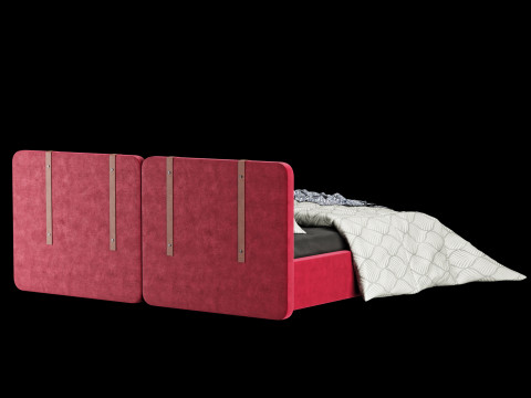 Bed with pillows and blanket 019 3D Model