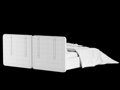 Bed with pillows and blanket 019 3D Model