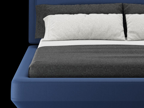 枕と毛布付きのベッド 020 3Dモデル