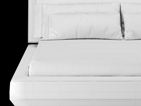 枕と毛布付きのベッド 020 3Dモデル