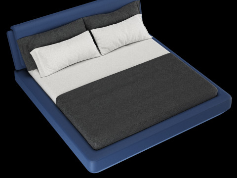 枕と毛布付きのベッド 020 3Dモデル