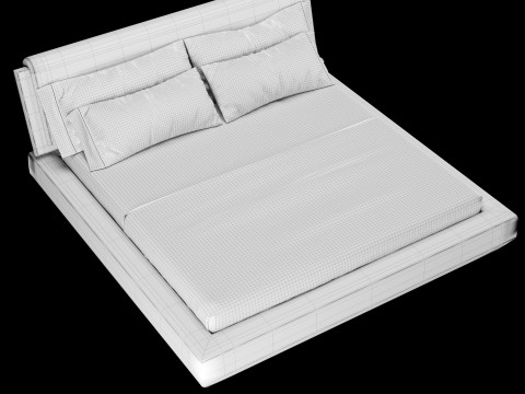 枕と毛布付きのベッド 020 3Dモデル