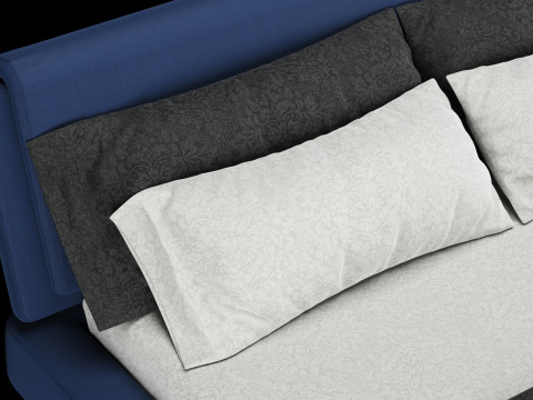 枕と毛布付きのベッド 020 3Dモデル