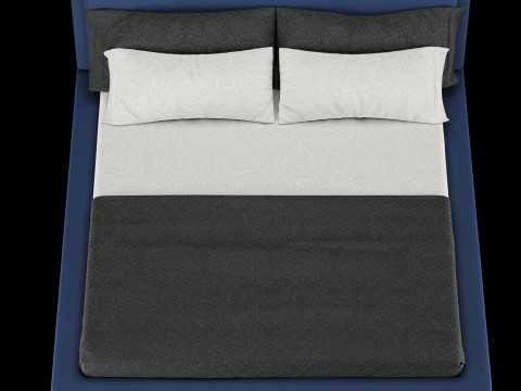 枕と毛布付きのベッド 020 3Dモデル