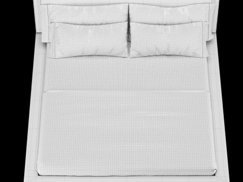 枕と毛布付きのベッド 020 3Dモデル