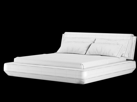 枕と毛布付きのベッド 020 3Dモデル