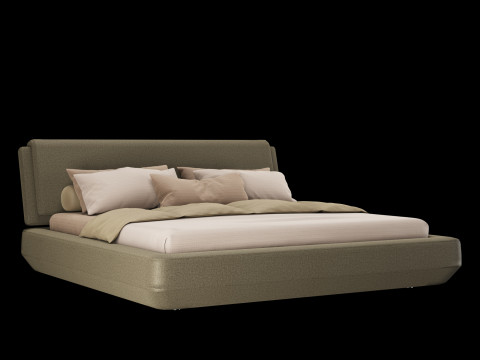 Ліжко з подушками та ковдрою 021 3D Модель