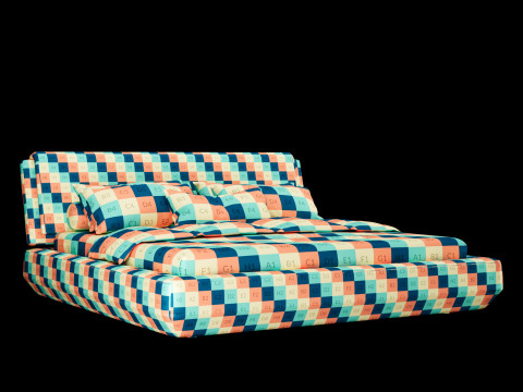 Bed with pillows and blanket 021 3D Model