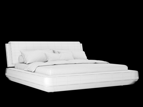 Bed with pillows and blanket 021 3D Model