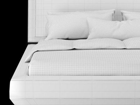Bed with pillows and blanket 021 3D Model