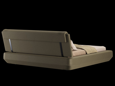 Bed with pillows and blanket 021 3D Model