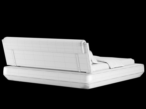 Bed with pillows and blanket 021 3D Model