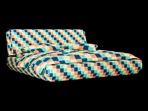 Bed with pillows and blanket 022 3D Model