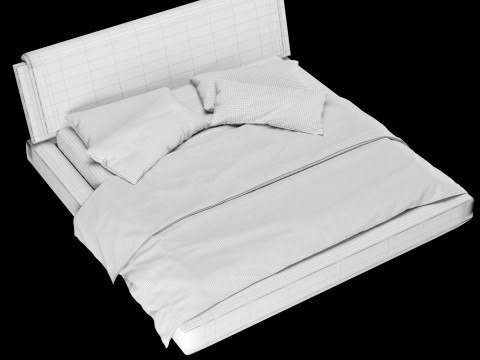 Bed with pillows and blanket 022 3D Model