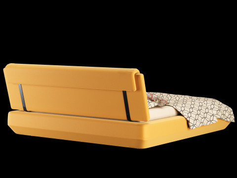 Bed with pillows and blanket 022 3D Model