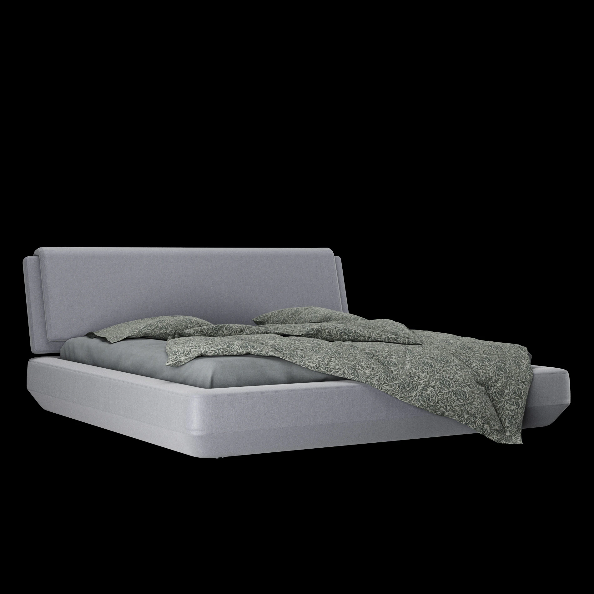 Bed with pillows and blanket 023 3D Model .c4d .max .obj .3ds .fbx .stl .blend 