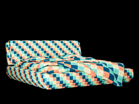 带枕头和毯子的床 023 3D 模型