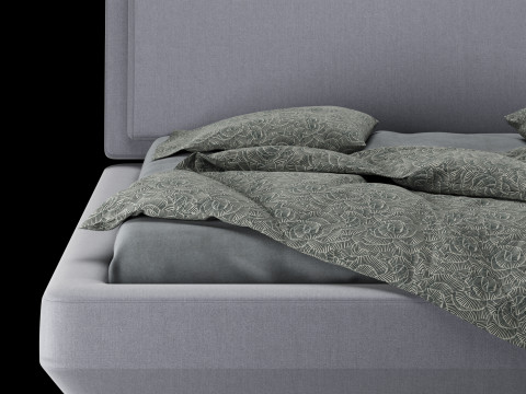 带枕头和毯子的床 023 3D 模型