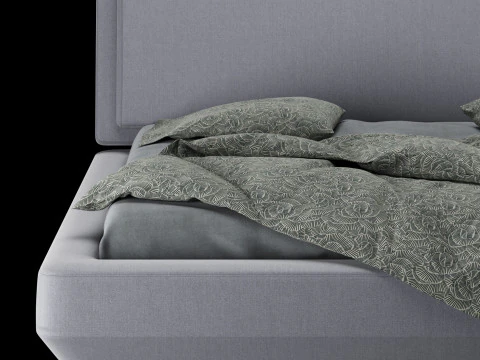 Bed with pillows and blanket 023 3D Model