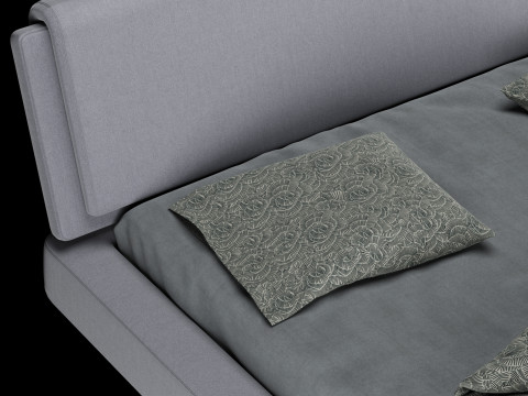 带枕头和毯子的床 023 3D 模型