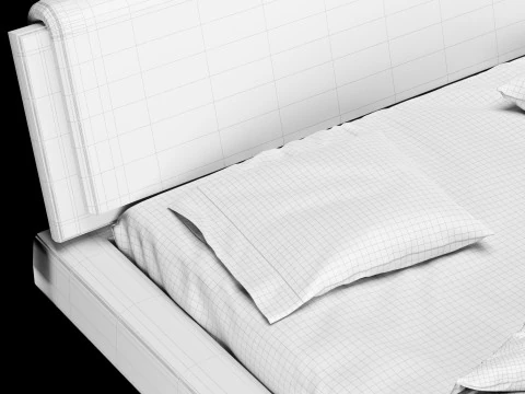 Bed with pillows and blanket 023 3D Model