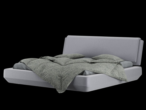 带枕头和毯子的床 023 3D 模型